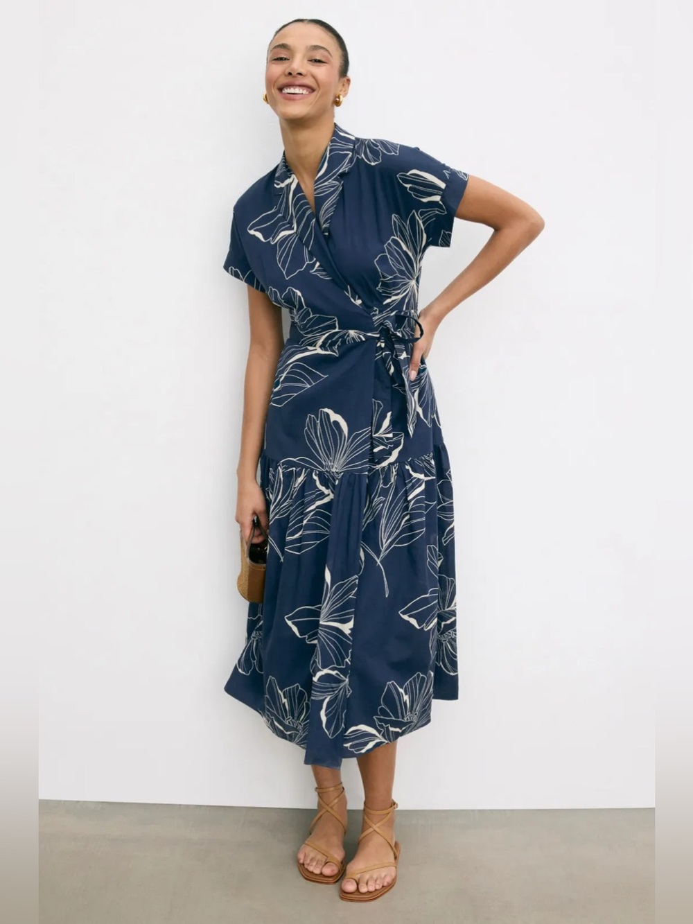 Hutch Rosen Blue Abstract‎ Wrap Dress